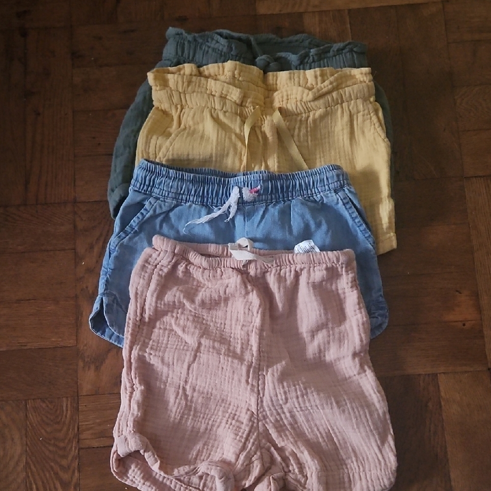 Kids Cotton Shorts Set - Blue, Yellow, Pink, Green